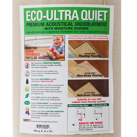Eco ultra quiet underlayment  Dont forget your coordinating moldings and